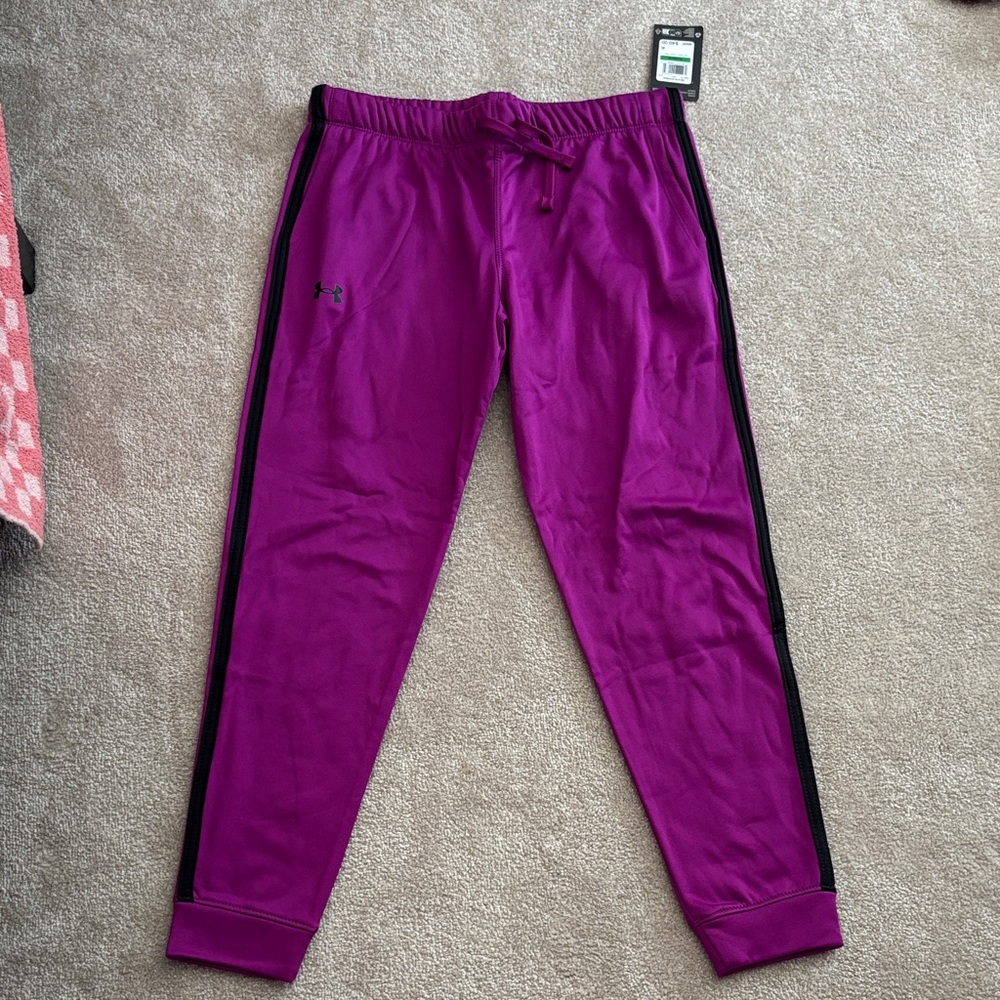 Under Armour Kids' Magenta Joggers with Black Trim